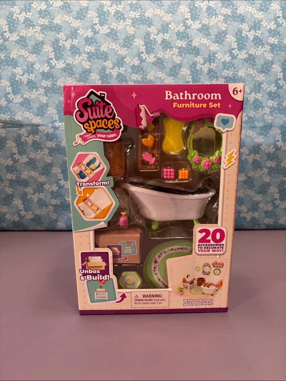 Kids Bathroom and Game Room Furniture Play Set - Pink
